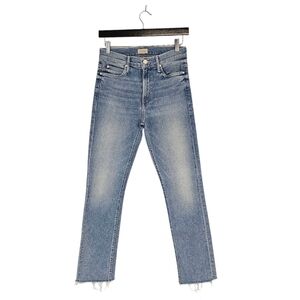 MOTHER The Mid Rise Dazzler Ankle Fray Straight Leg Light Blue Jeans 28 Preowned